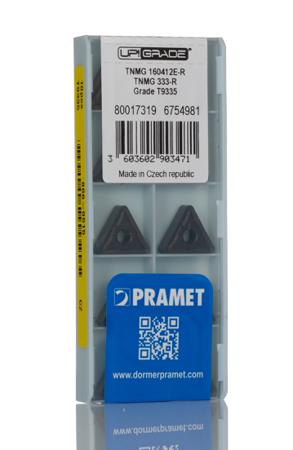 TNMG 160412E-R:T9335 Pramet TNMG Series Lathe Insert for Use with MTJNR, 4.76mm Height, 93° Approach, 16.5mm Length