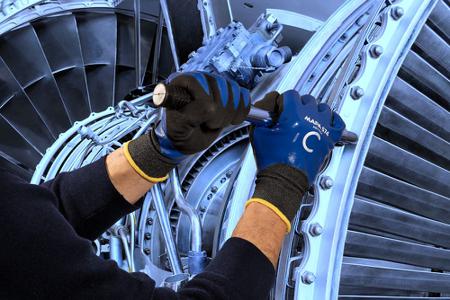 34574008 Mapa Krytech 574 Black, Blue Nitrile Abrasion Resistant, Anti-Static, Cut Resistant, Dirt Repellent, General Purpose,