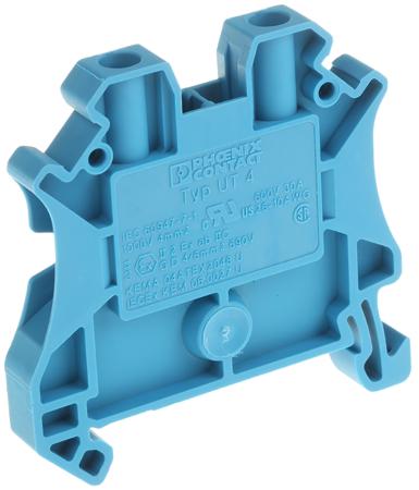 3044115 Phoenix Contact  UT 4 BU Series Blue, 0.14 → 4mm², Single-Level, Screw Termination, ATEX