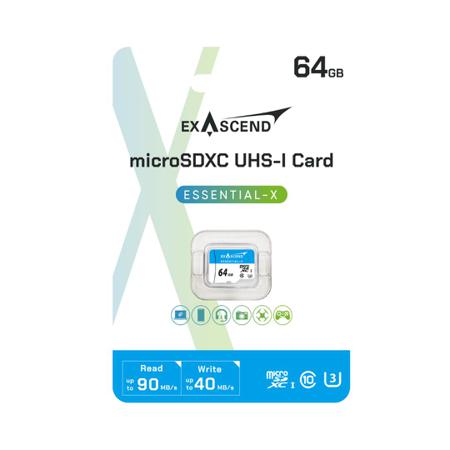 ES064GTFU3MP Exascend 64 GB MicroSDXC Micro SD Card, Class 10, UHS-1 (U3)