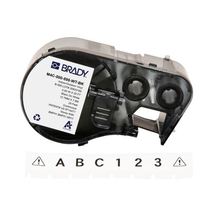 M4C-500-595-WT-BK Brady B-595 on Black on White Label, 12.70 mm Width