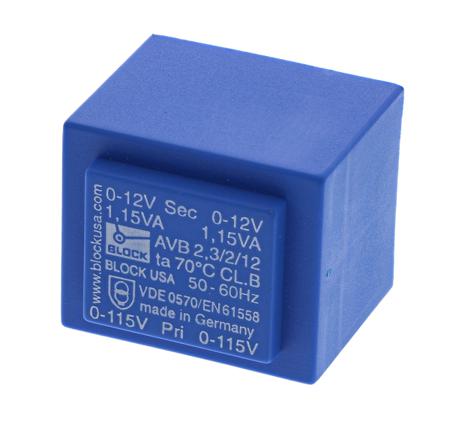 AVB2.3/2/12 Block 12V ac 2 Output Through Hole PCB Transformer, 2.3VA