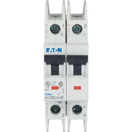 120646-FAZ-C25-2-NA-DC Eaton xEffect FAZ MCB, 2P, 25A Curve C, 500V DC, 10 kA Breaking Capacity