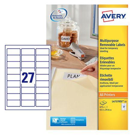 L4737REV-25 Avery White Adhesive High Visibility Label Sheet, Pack of 25Sheets