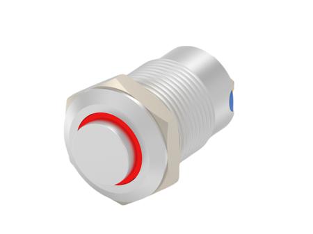 AV1210E324R04 TE Connectivity AV12 Series Illuminated Push Button Switch, Momentary, Threaded, 9mm Cutout, SPST, Red LED, 24V, IP67