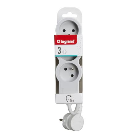 049470 Legrand 1.5m 3 Socket Type E - French Extension Lead