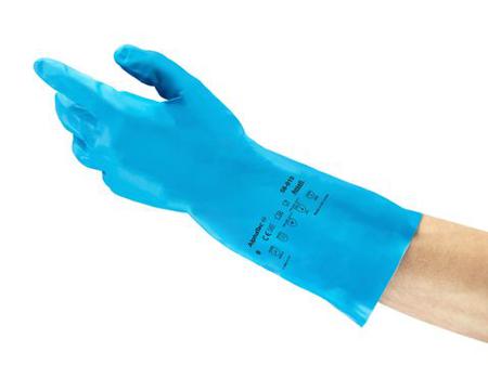 58010090 Ansell AlphaTec 58-010 Blue Nitrile Chemical Resistant Work Gloves, Size 9, Nitrile Coating