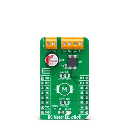 MIKROE-4884 MikroElektronika DC Motor 20 Click DC Motor Driver for TC78H651AFNG for mikroBUS Socket