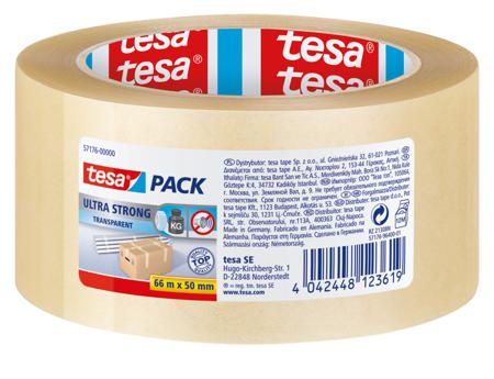 57176-00000-09 Tesa 4124 Transparent Packing Tape, 66mm x 50mm