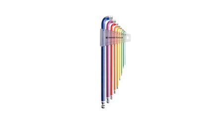 PB 2222.LH-10 RB PB SWISS TOOLS 9 piece L Shape Metric Hex Key Set, 3 mm, 4 mm, 5 mm, 6 mm, 10 mm, 81.5 mm