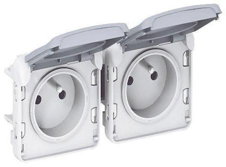 0-696-21 Legrand White 1 Gang Polypropylene Unswitched Power Socket, Type E - French, 16A, Flush Mount, IP55
