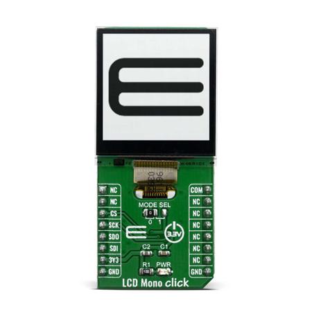 MIKROE-3789 MikroElektronika , LCD Mono Click 1.28in LCD Display Add On Board With LS013B7DH03, EFM32