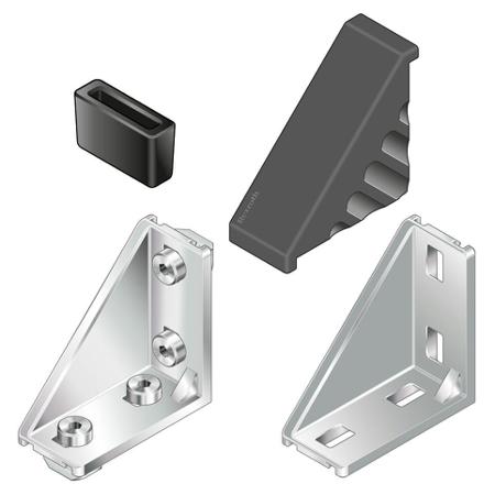 3842523517 Bosch Rexroth Angle Bracket, Connecting Component, Strut Profile 20 x 40 mm, Groove Size 6mm