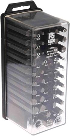 213-1011 RS PRO 45-Piece Metric 1/2 in; 3/8 in Standard Socket/Bit Set