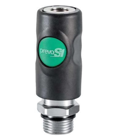 ESI 071152CP PREVOST Composite Body Male Safety Quick Connect Coupling, G 3/8 Male Threaded