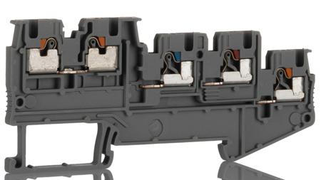 3244452 Phoenix Contact  PTIO 1.5/S/4 Series Grey, 1.5mm², Quadruple-Level, Push In Termination