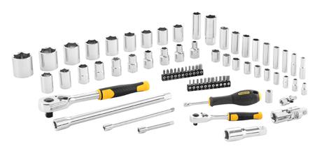 STMT82831-1 Stanley 72-Piece Metric 1/2 in; 1/4 in Deep Socket/Standard Socket/Bit Set with Ratchet, 6 point; Hex Bit; Phillips