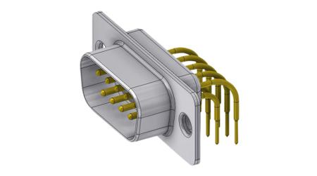 DT09PYC/2 Deltron Connectors DT 9 Way Right Angled Through Hole D-sub Connector Plug, 2.84mm Pitch