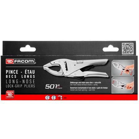 501APB Facom  Locking Pliers, 250 mm Overall, Lock Grip Tip, 17mm Jaw