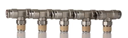 101670828 Norgren Pneumatic Tee Threaded-to-Tube Adapter, 1/4in x 8mm x 8mm, 18 bar