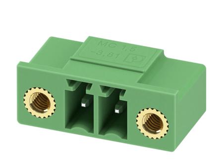 1817806 Phoenix Contact, 3.81mm Pitch, MC 1.5/2-GF-3.81-LR, 2 Way, Right Angle, Pluggable Terminal Block, Header, Through Hole,