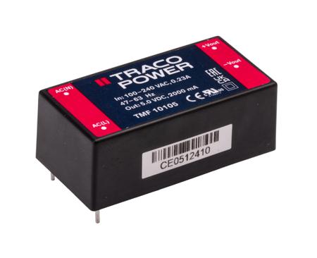 TMF 10105 TRACOPOWER AC-DC Power Supply, , 5V dc, 2A, 10W, 1 Output, 120 → 370 V dc, 90 → 264 V ac Input