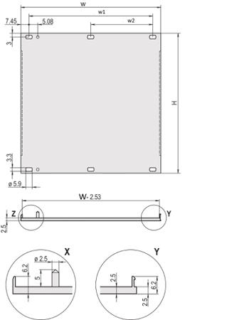 20848013 nVent SCHROFF Aluminium Front Panel, 128.4 x 70.8 x 2.5mm