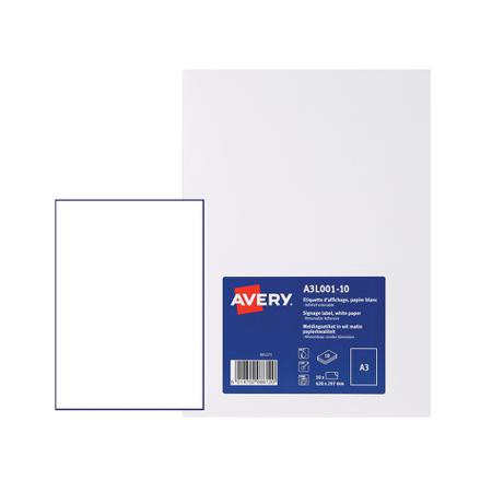 A3L001-10 Avery White Printer Safety or Instructional Sign