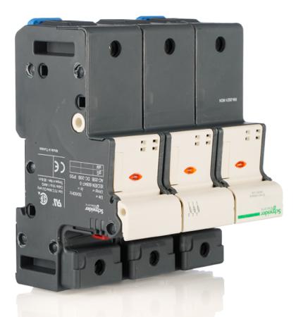 DF223VC Schneider Electric 125A Rail Mount Fuse Holder for 22 x 58mm Fuse, 3P, 690V ac