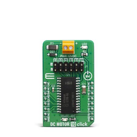 MIKROE-3879 MikroElektronika DC Motor 10 Click DC Motor Driver for TLE 6208-6 G for System equipped with the mikroBUSTM socket