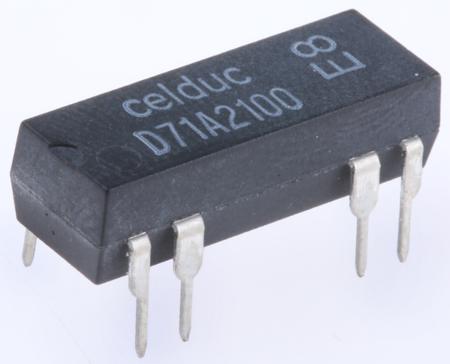 D71A2100 Celduc PCB Mount Reed Relay, 5V dc Coil, SPST, 100V dc Max, 380Ω