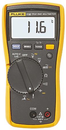 FLUKE-116 EUR Fluke 116 Handheld Digital Multimeter, True RMS, 600μA ac Max, 600μA dc Max, 600V ac Max
