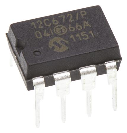 PIC12C672-04I-P Microchip PIC12C672-04I/P, 8bit PIC Microcontroller, 4MHz, 2048 x 14 words EPROM, 8-Pin PDIP