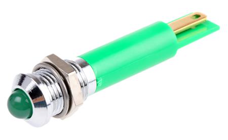 211-257 RS Pro Green Indicator, 12 V dc, 5 mm Lamp Size, 8mm Mounting Hole Size
