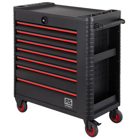 255-5038 RS PRO 7 Drawer Steel Wheeled Tool Chest Tools Included