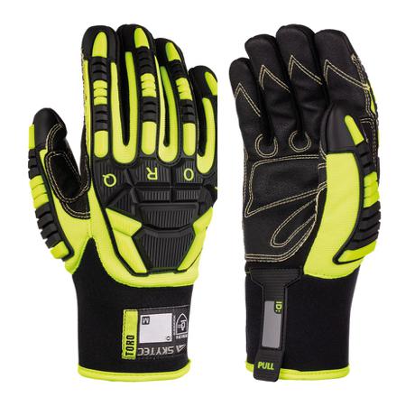 SKG00005CH Skytec Torq Lightning Black, Yellow Polyester, Spandex, TPR Cut Resistant, Impact Protection Work Gloves, Size Large,