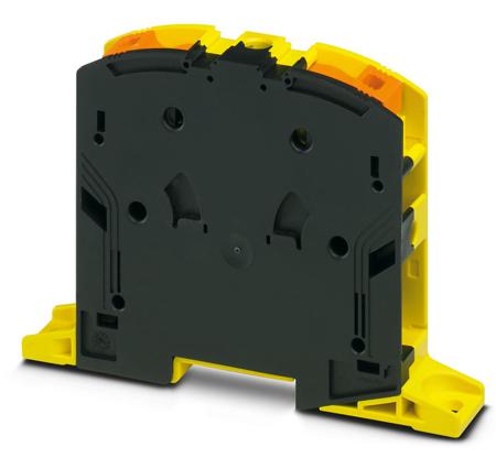 1091240 Phoenix Contact PTPOWER 95 P-FE-F Series Black, Yellow Terminal Block, 95mm², 1-Level, PowerTurn Termination