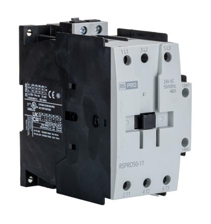250-8834 RS PRO RSPRO50-11 Contactor, 24 V AC Coil, 3-Pole, 50 A, 22 kW, 1NO/1NC, 690 V