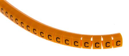 812-1436 RS Pro Snap On Cable Marker C Black on Orange 4 → 5mm Dia. Range, 100 markers