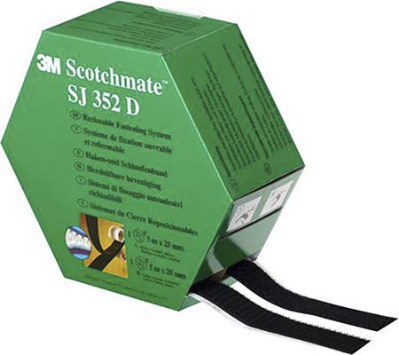 3M-SJ352D-25-4mm-x-5m 3M 3M™ Scotchmate™ SJ352D, Scotchmate™ Black Hook & Loop Tape, 25mm x 5m