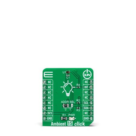 MIKROE-4967 MikroElektronika Ambient 15 Click Ambient Light Sensor Add On Board for TSL2584TSV mikroBUS Socket