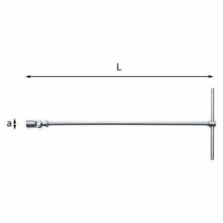 U02760417 Usag 276 CE 24 mm Hex Socket Wrench with T-Handle Handle, 531 mm Overall