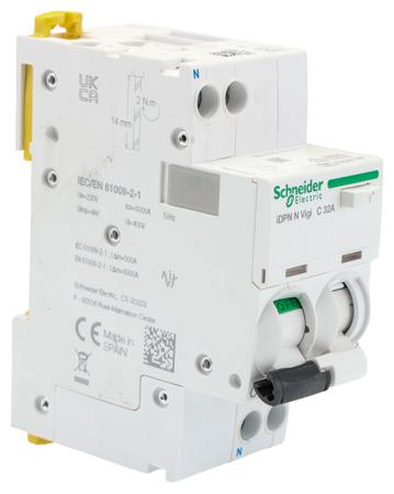 A9D42632 Schneider Electric iDPN Residual Current Circuit Breaker, 32A, 1+N Pole, 300mA, Type C, 400V
