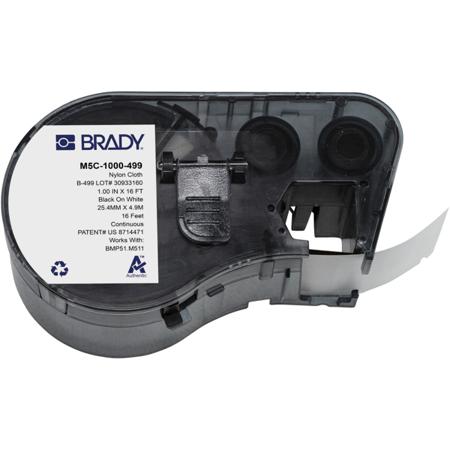 M5C-1000-499 Brady B-499 on Black on White Label, 25.40 mm Width