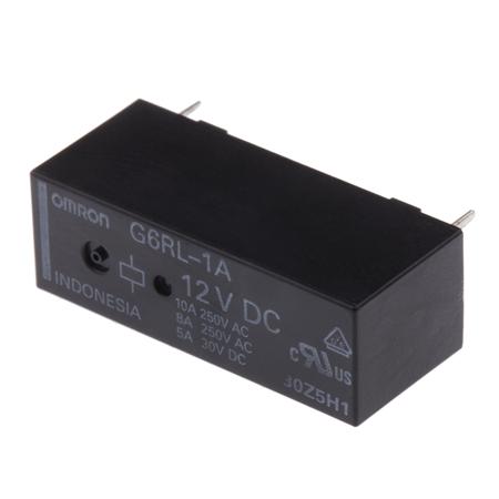 G6RL-1A DC12 Omron PCB Mount Power Relay, 12V dc Coil, 10A Switching Current, SPST