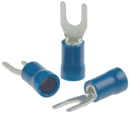 534-626A RS PRO Insulated Crimp Spade Connector, 1.5mm² to 2.5mm², 16AWG to 14AWG, M4 Stud Size Vinyl, Blue