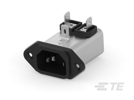 1-6609008-4 TE Connectivity 15A, 250 V ac Male Flange Mount IEC Inlet Filter , Faston