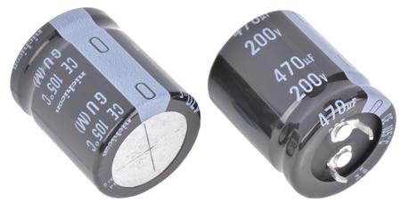LGU2D471MELA Nichicon 470μF Aluminium Electrolytic Capacitor 200V dc, Snap-In -