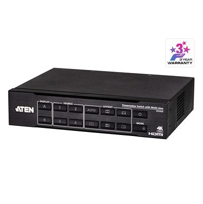 VP2420 Aten 6 Port 4 Input 2 Output HDMI Switch 4096 x 2160 / 3840 x 2160