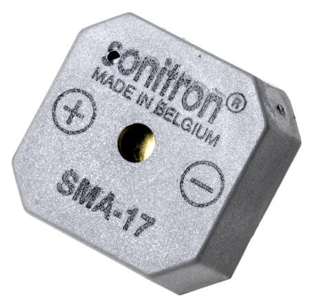 SMA-17-P10 Sonitron 82dB Through Hole Continuous Internal Buzzer, 17.5 x 17.5 x 8.5mm, 1.5V dc Min, 24V dc Max